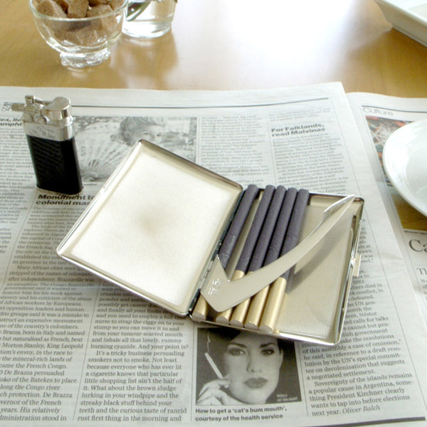 Leather Covered Cigarette Case, Embossed